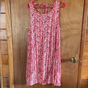 Sleeveless Orange and White Floral Dress